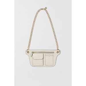 NWOT H&M Metal-Chain Cream Crocodile-Patterned Belt Bag
